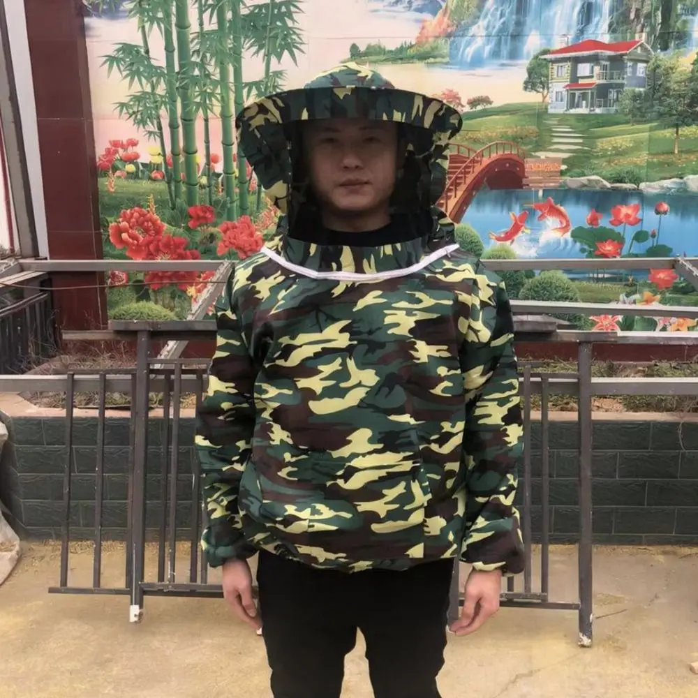 Camouflage Beekeeping Protective Jacket Mesh Ventilated Suit Veil Gear For Bee Keeping Farming Agricultural Protection