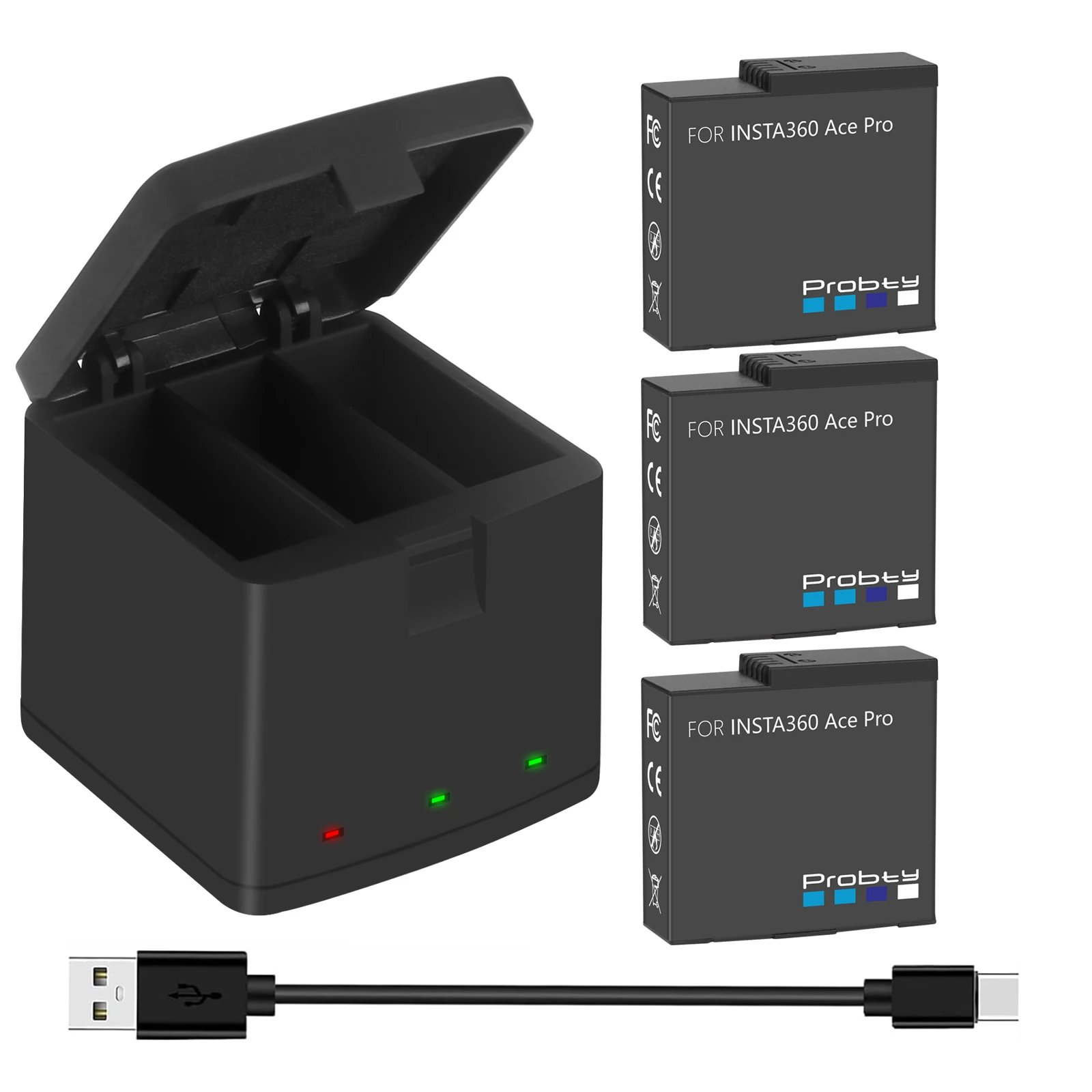 2200mAh For Insta360 Ace Pro Ace Battery+3-Slots LED Charger For Insta360 Ace Pro Battery Accessories