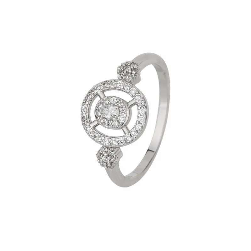 جديد S925 خاتم فضة بيضاوي الزركون شكل خلفي جولة تصميم الأزياء المتخصصة خاتم امرأة #5