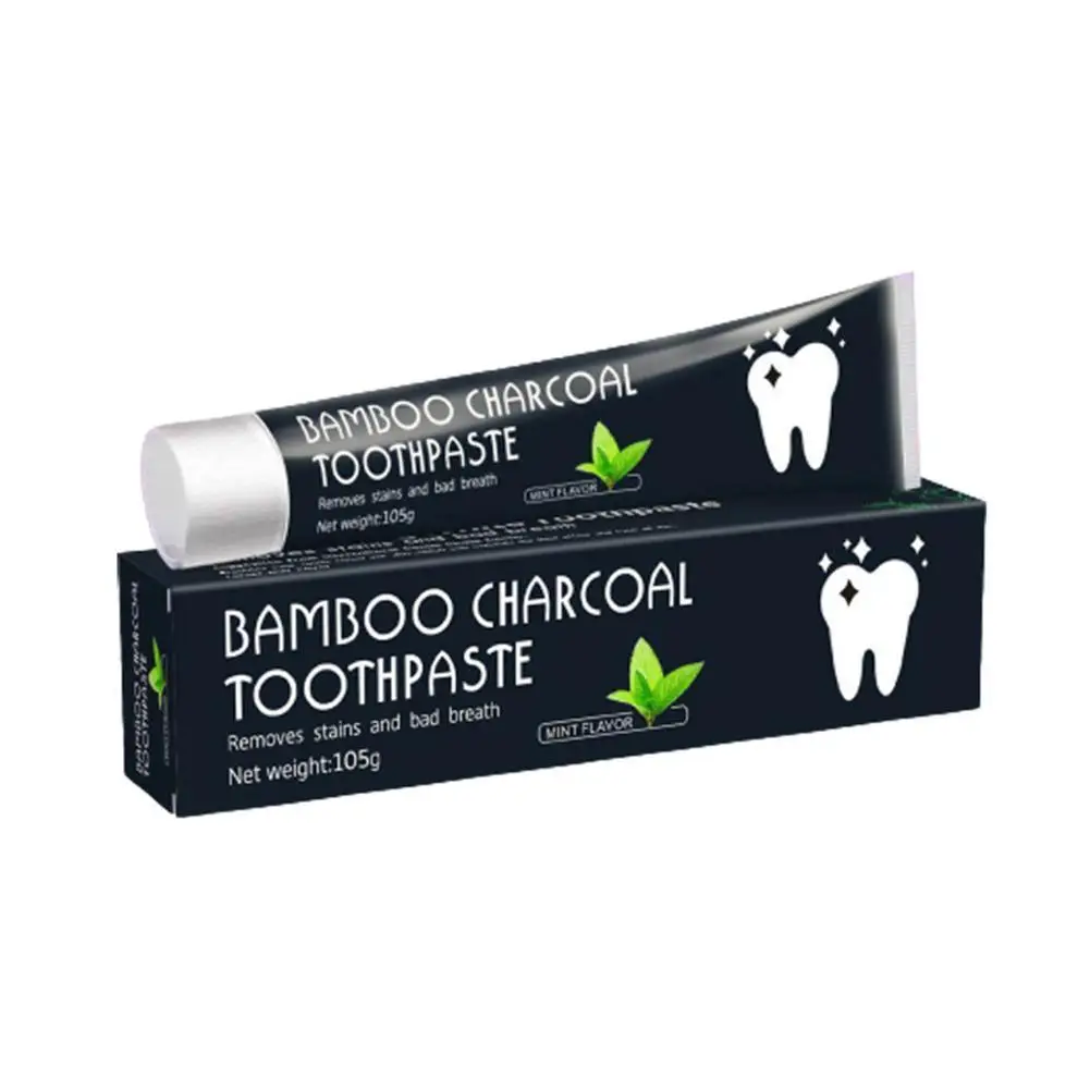 Dentifrice noir en bambou pour blanchir les dents, nettoyage en profondeur, produits de soins au charbon de bois, tout usage, 2 pièces