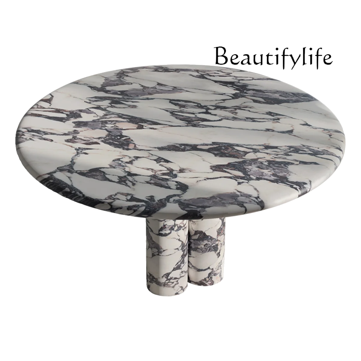 

Marble dining table French retro light luxury villa large flat layer designer round table