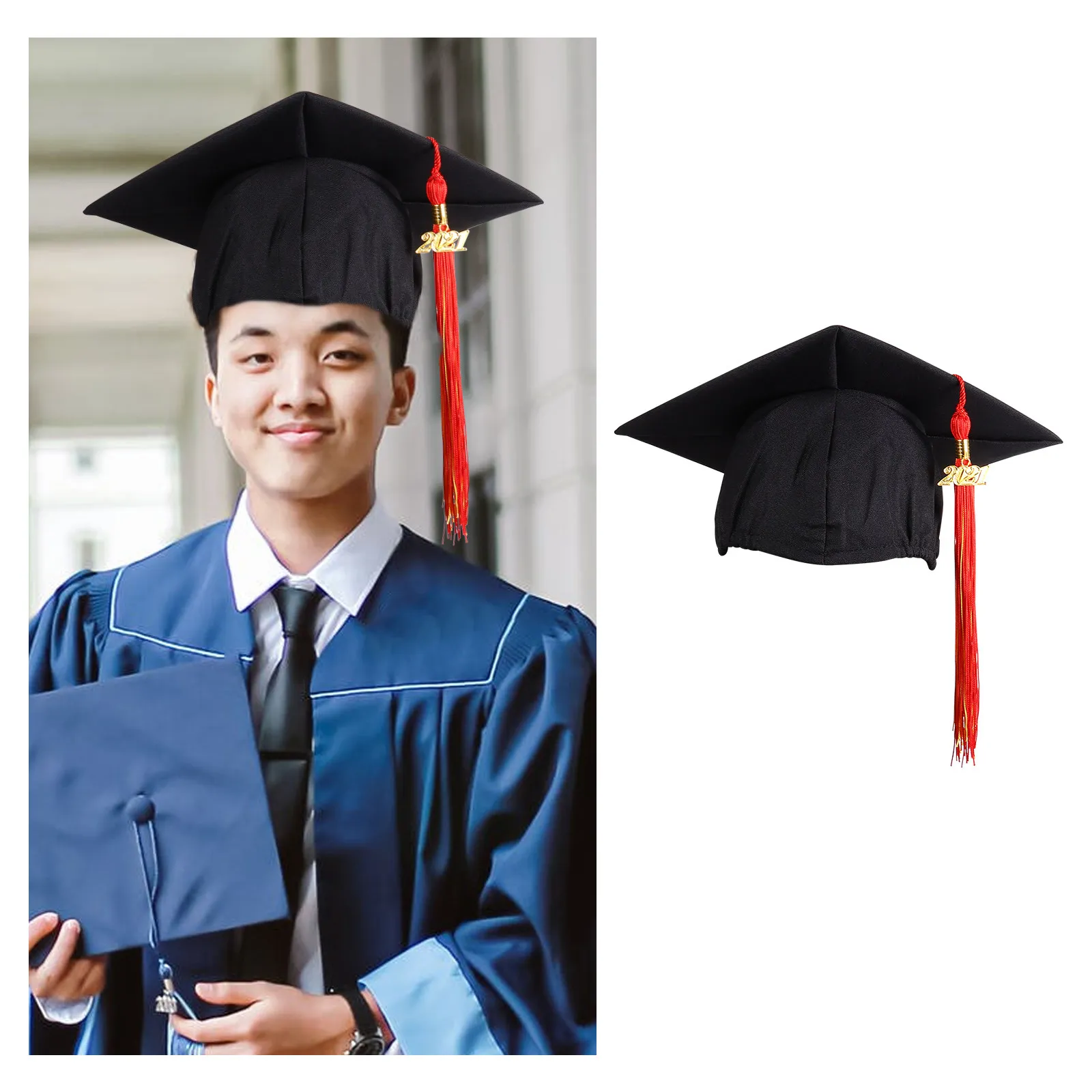 1Pcs Graduation Cap 2021 Tassel Charm Trencher Bachelor High School College Party Hat Souvenir 2021 Graduation Cap