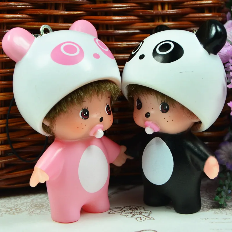 Chaveiro de Boneca Hello Kitty Monchhichi Fofo e Quente, Material TPR, Pingente de Desenho Animado para Bolsa, Chaveiro de Carro, Presente Adorável pa