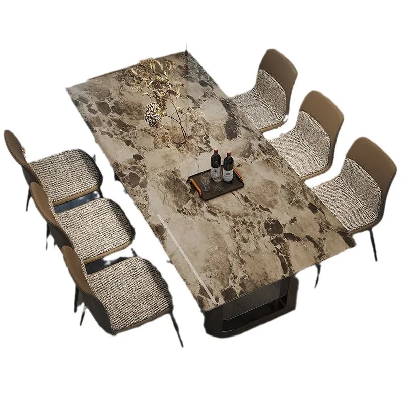 Modern minimalist vil******ing table luxury stone dining table and chair com***ation size apartment eating rectangular table