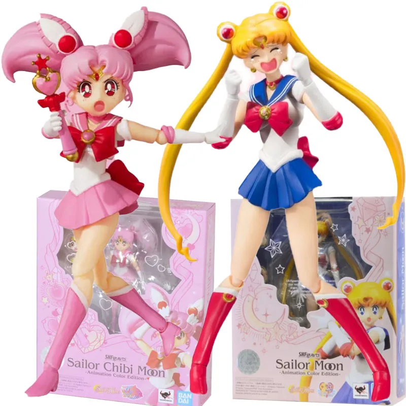 

Bandai Genuine Figure Sailor Moon Anime Figures SHF Sailor Chibi Moon Animation Color Collection Model Aciton Figure Kids Toys