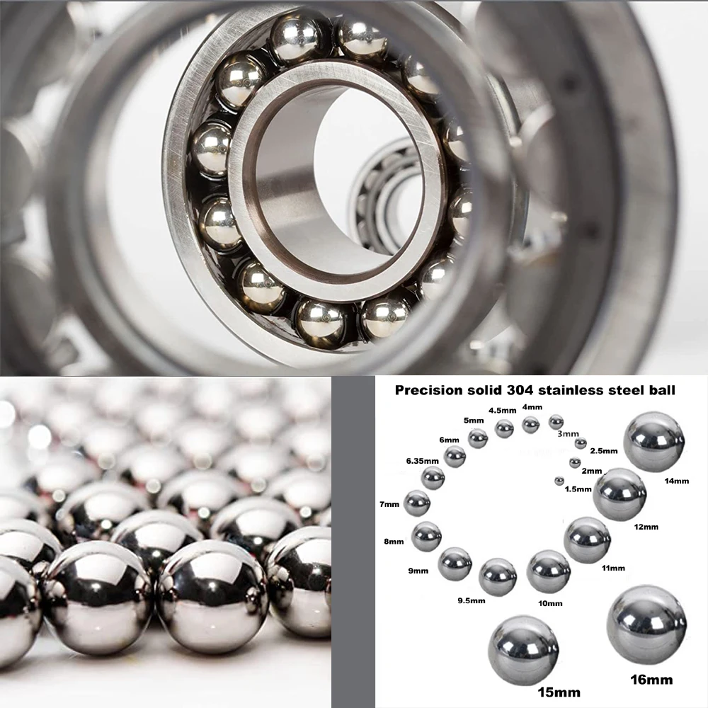Bolas de acero inoxidable 304, 1-3mm, 4mm, 5mm, 6mm, 7mm, 8mm, 9mm, 9,5-16m, m para rodamientos de bolas, cuentas de acero, munición de tirachinas