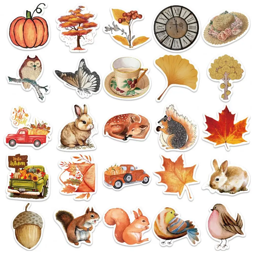 PVC 50Pcs Stylish Hawaii Summer Style Cartoon Graffiti Sticker Ultra-Thin Luggage Decal Residue Free   Household Supplies