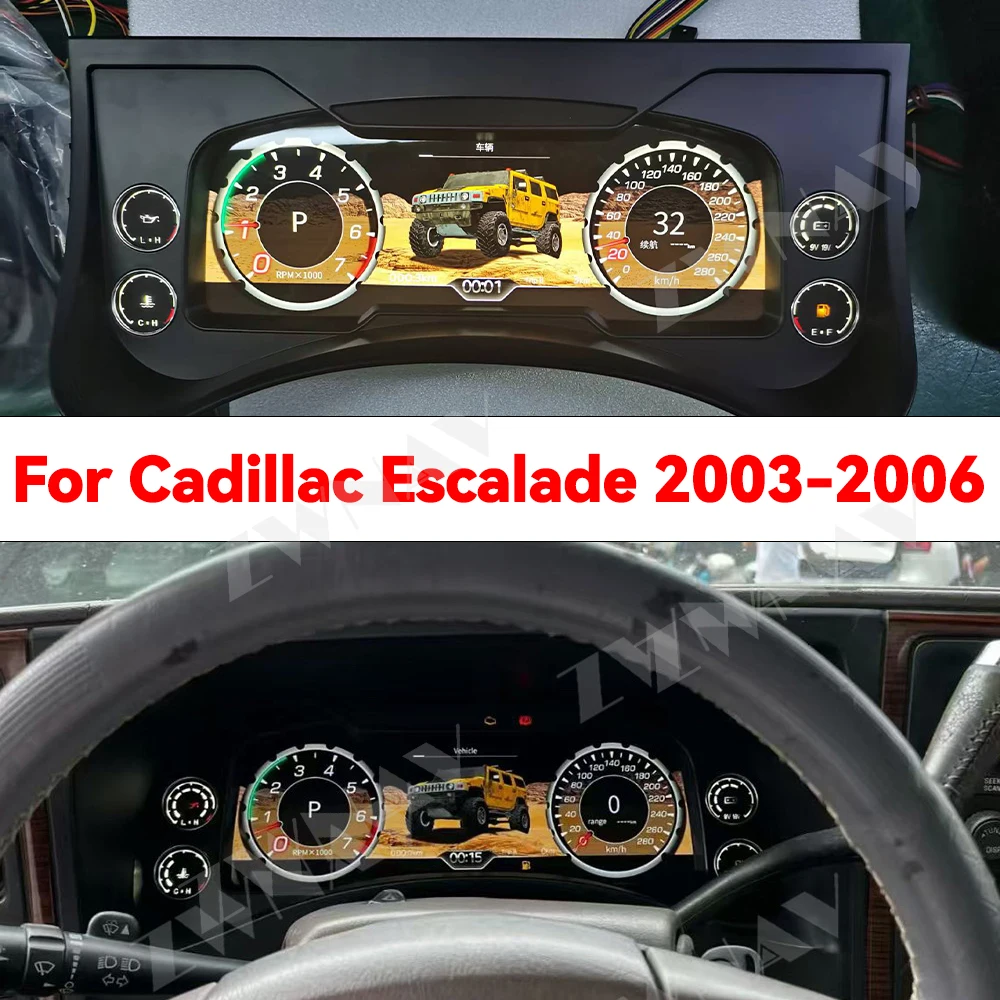 Car Digital Cluster For Cadillac Escalade 2003 2004 2005 2006  LCD Virtual Speedometer Dashboard Upgrade