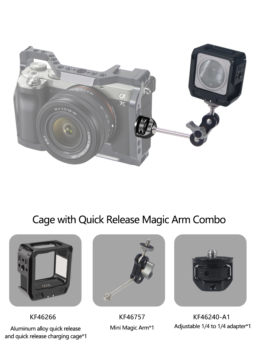 Magnetischer Action-Kamera-Käfig für DJI Action 2 Dual-Screen Vollkäfig mit Cold-Shoe-Halterung, 1/4 3/8 ARRI-Positionierungslöchern und Ladestation – Detail 39
