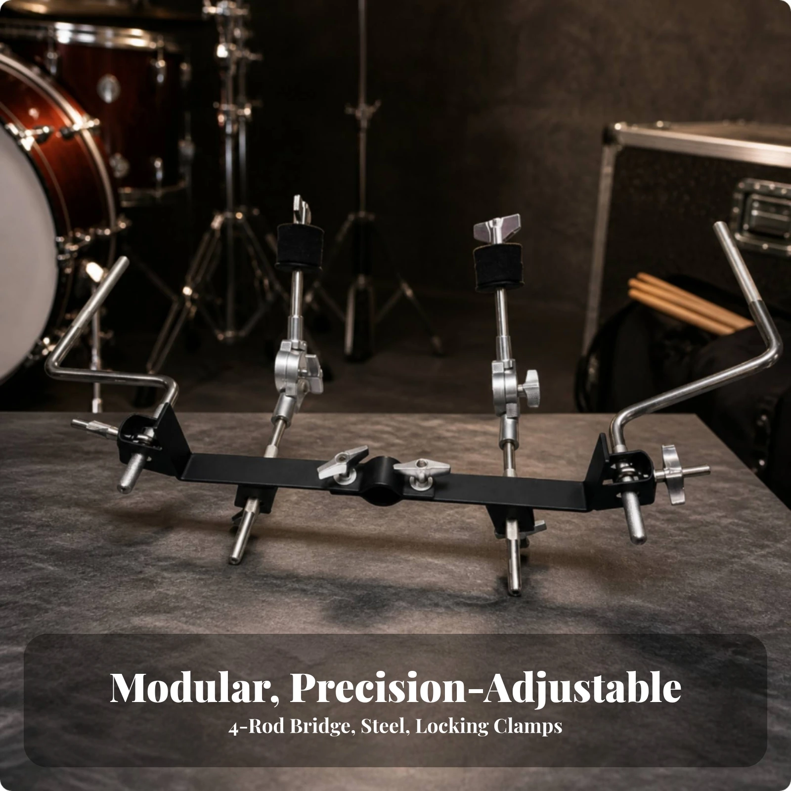 Percussion Mounting Bracket Adjustable Percussion Bar with Rods Cymbal Stand Accessory Sturdy Hardware Long-Lasting