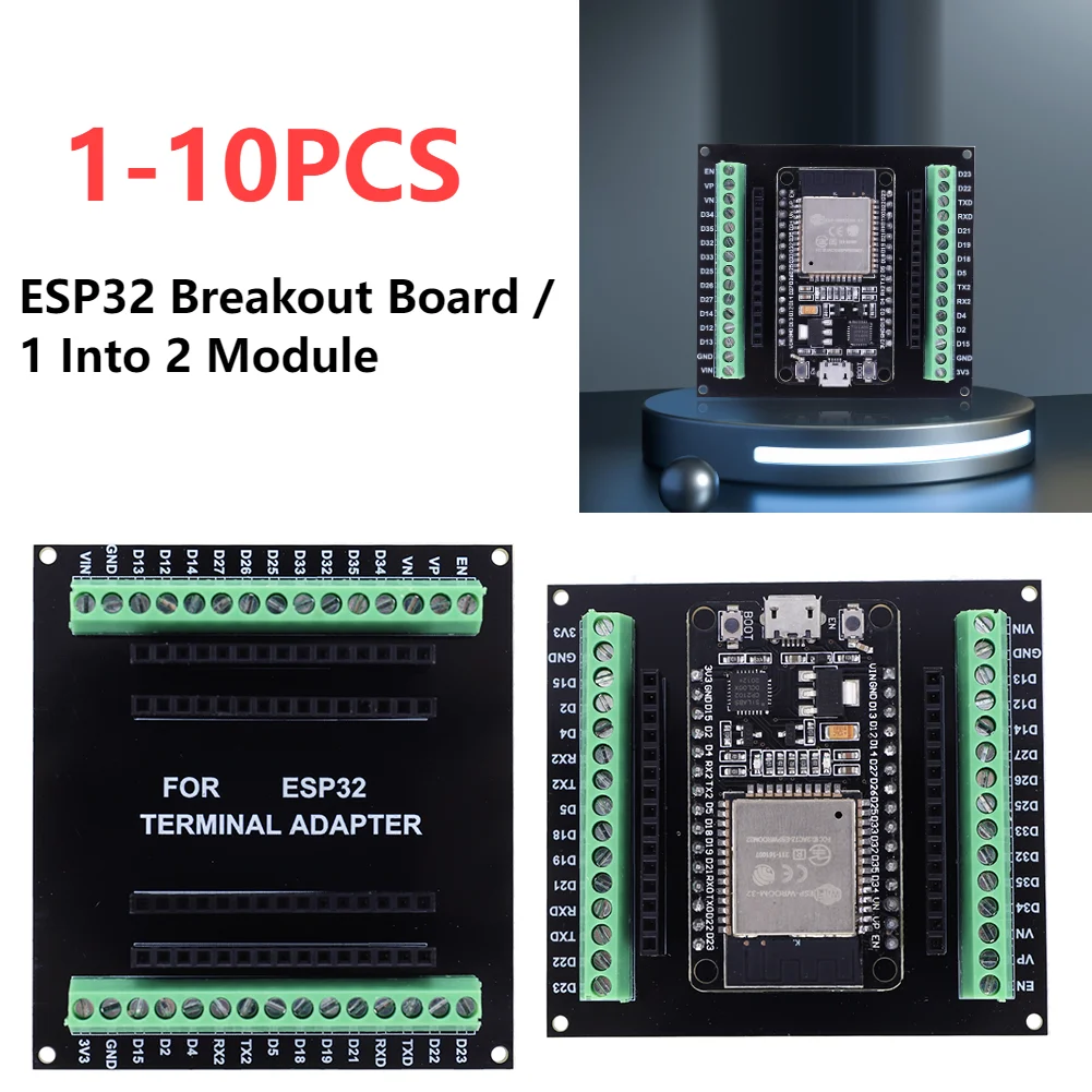 1-10PCS ESP32 Breakout Board CP2102 NodeMCU-32S Lua 30Pin GPIO 1 Into 2 Module GPIO WiFi Bluetooth-compatible Low Power Module