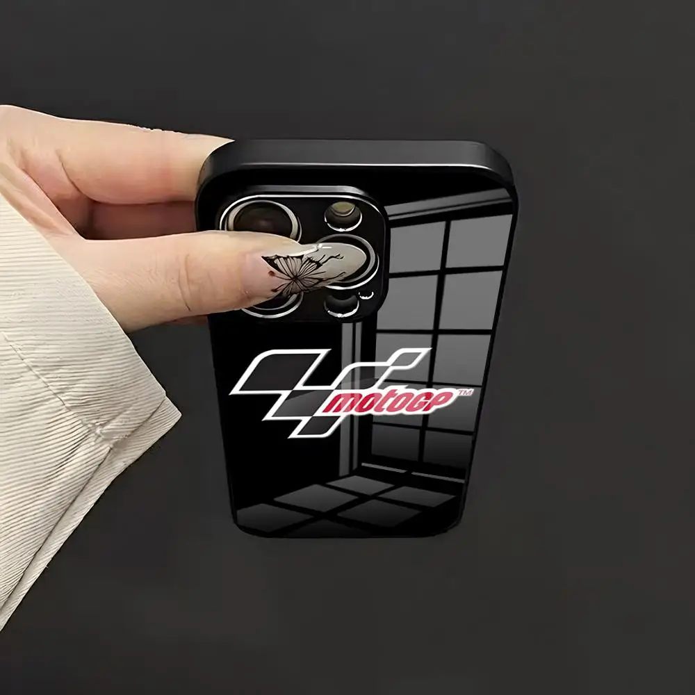 Capa de Celular com Logo Moto GP para iPhone 17 Air Pro Max 16 15 14 Pro Max 13 12 Plus com Tampa de Vidro