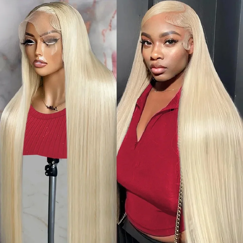 613 13x4 HD Straight Lace Front Wig Human Hair 34 36 Inch Honey Blonde Colored 180 Density Pre Plucked Remy Hair