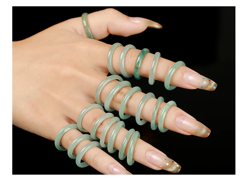 5 Teile/los Natürliche Stein Guatemala Jadeit Runde Harte Ringe Frauen Männer Vintage Energie Healing Finger Ringe Weiblichen Schmuck Geschenke – Detail 10