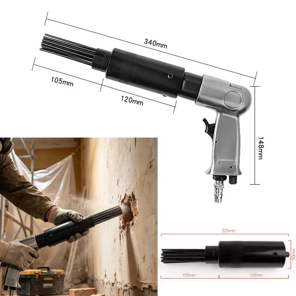 1Set 340/370/420mm Air Needle Scaler Air Pneumatic Hammer Rust Removal Tool With 19 Steel Needles Air Tool Accessories
