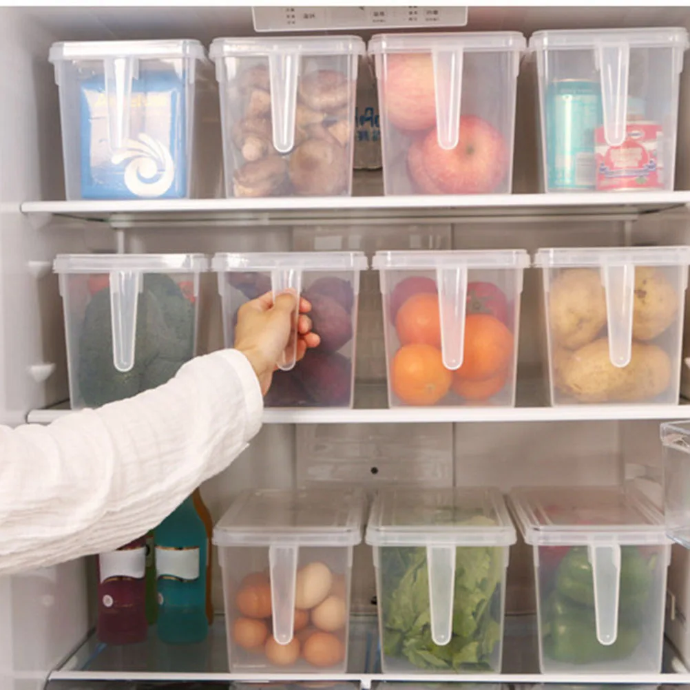 

Food Freezer Box Transparent Plastic Fridge Storage Container Home Use Odor Proof Handle Refrigerator Crisper Rectangular