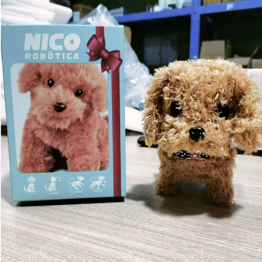 Novo bonito robô de pelúcia filhote de cachorro interativo andando simulado filhote de cachorro latido cauda balançando filhote de cachorro brinquedo de pelúcia chilren (sem bateria)