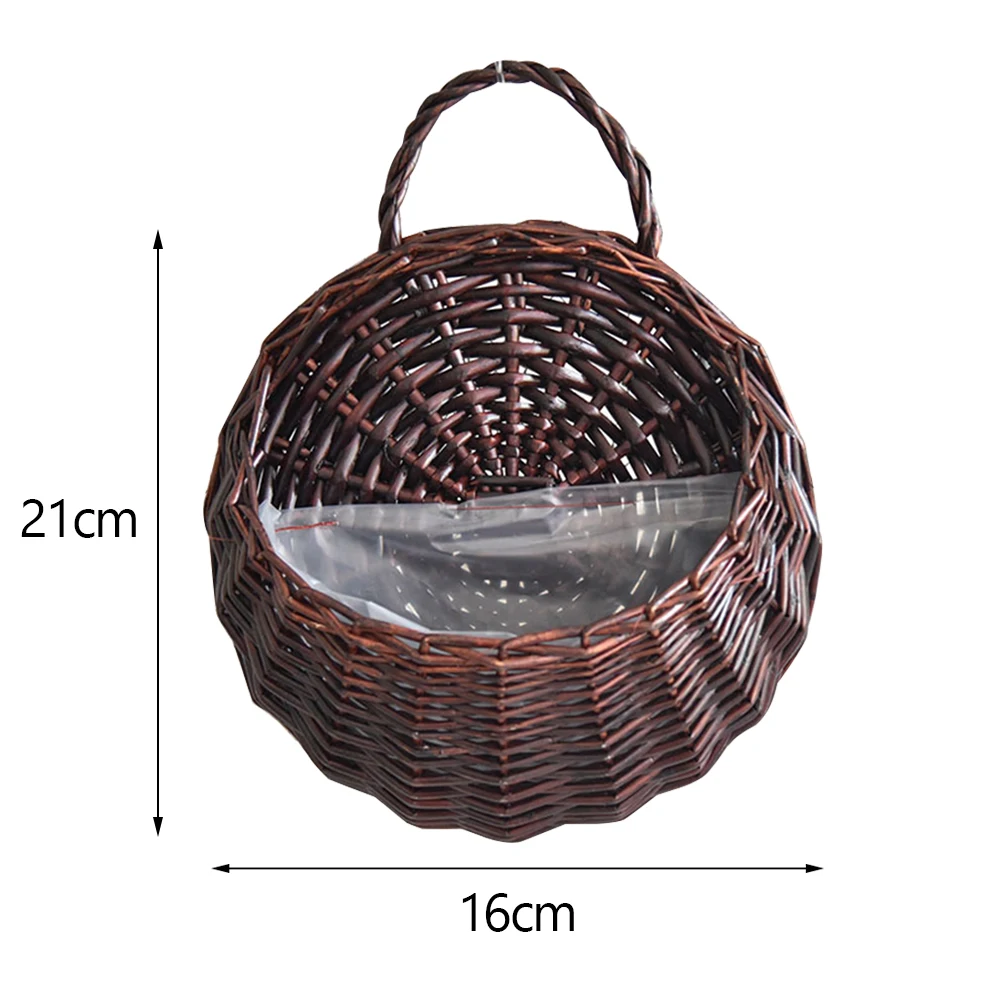 Hand Made Wicker Rattan Flower Planter Wall Hanging Wicker Rattam Basket Garden Vine Pot Plants Holder Garden Pots Wall Planter