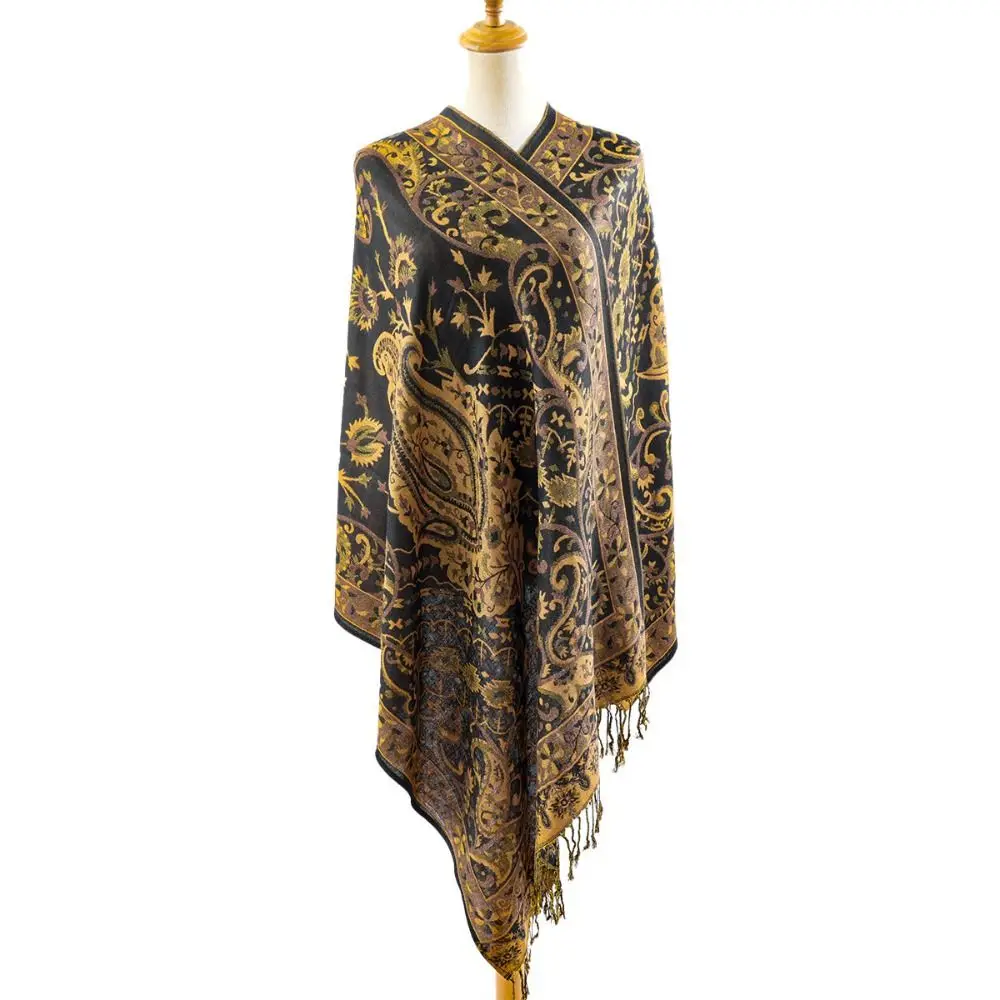 Fashion Paisley Long Scarf Tassel Imitation Cashmere Shawl Sun-Resistant Breathable Pashmina