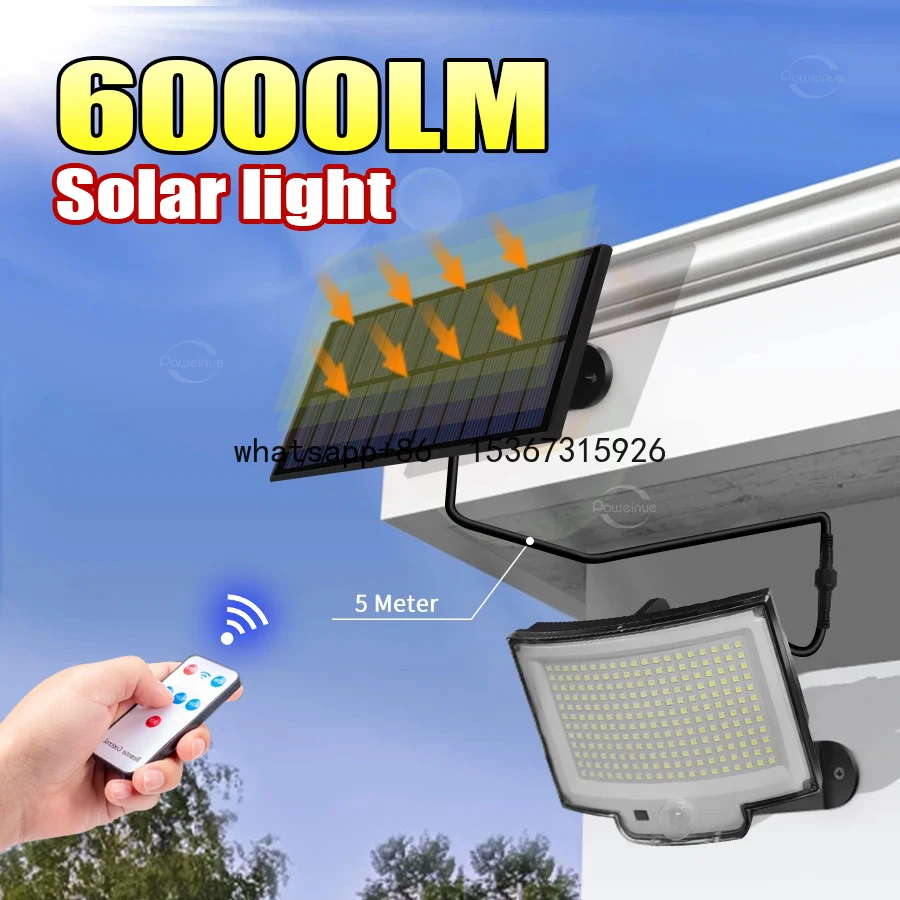 

104LED Split Solar Lamp 3 Lighting Mode Outdoor Solar LED Light Sunlight Wall Light Motion Sensor Waterproof Garden Garage Lamp