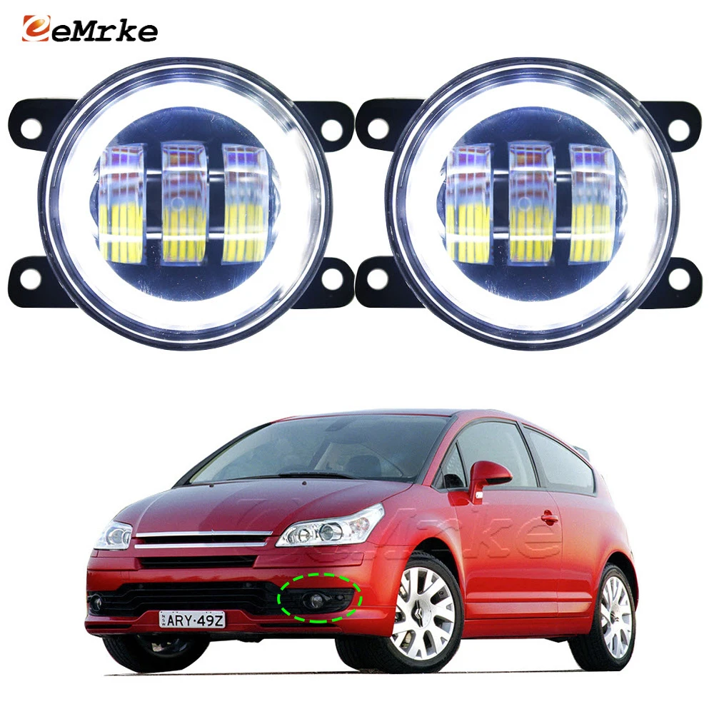 Led Fog Lamp White DRL Yellow Turn Signal Light for Citroen C4 LA LC ,C5 RE/ RC, C6 TD Angel Eye Driving Assembly Car PTF Lens