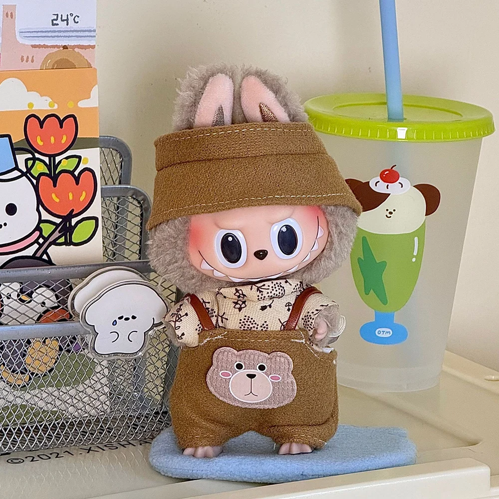 Fashion Mini Plush Doll Labubu Fashion Clothing Set Accessories 15-17cm Labubu Work Pants Set Clothing Gifts