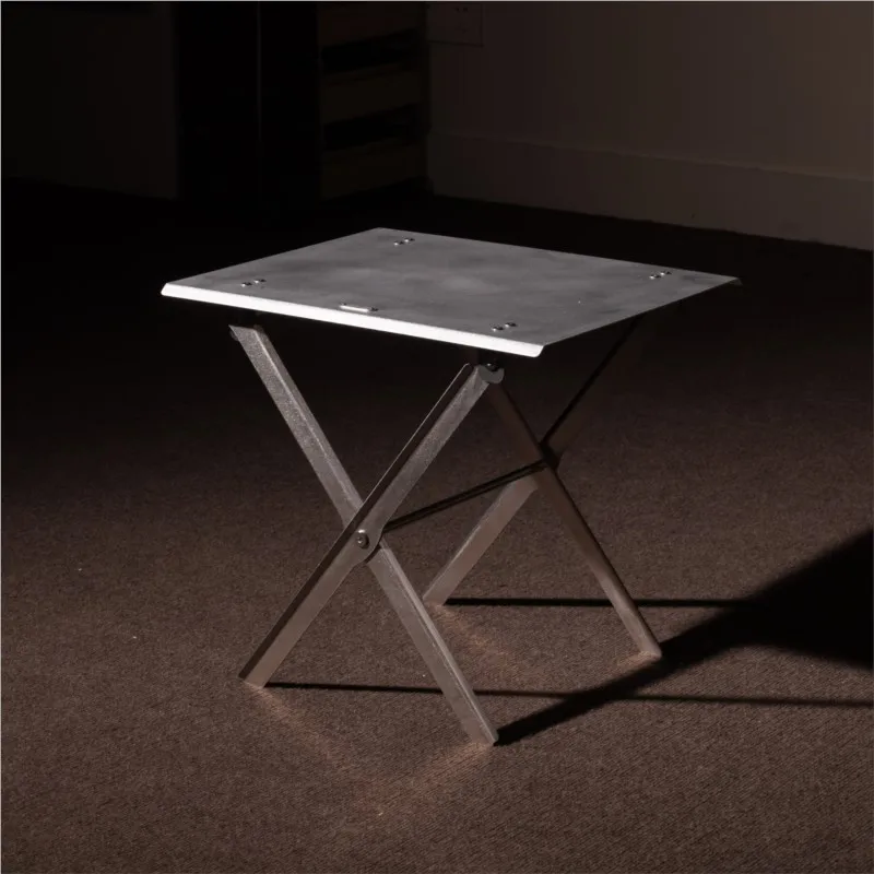 Stainless Steel Aluminum Folding Table Industrial Metal Tool Table with Handcraft Texture for Home And Office