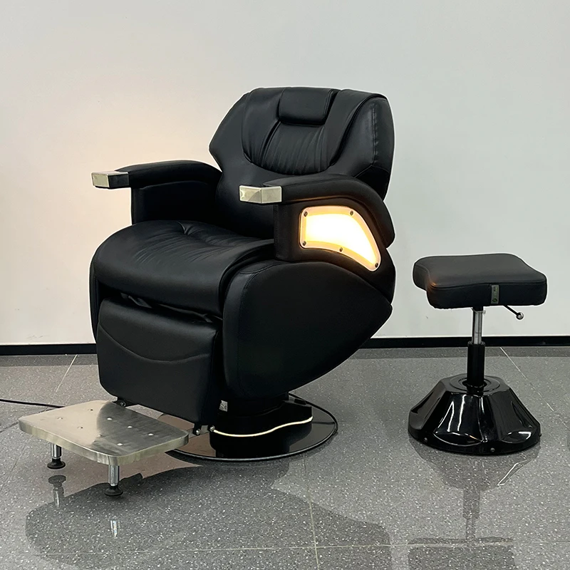 

New Electric Barber Chair with Light, Electric Backrest, Customizable Color, High Load-bearing for Barber Shop