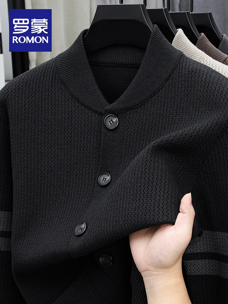 

Rn Knitted Baseball Collar Open Cardigan Casual Loose Color Blo Sweater for Young Men Autumn Faion Urban Sle Breathable