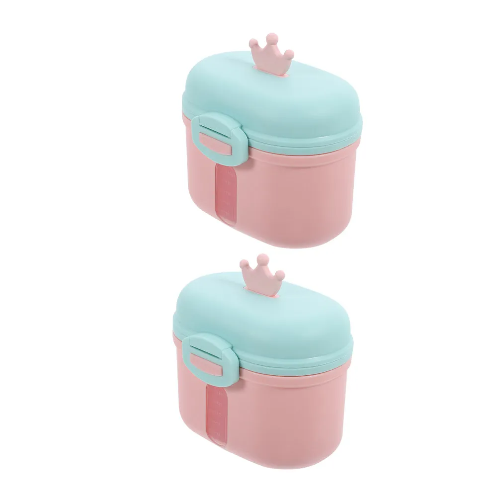 2Pcs Formula Storage Container Airtight Seal Reusable Milk Powder Canister Ergonomic Handle Easy Dispense Portable Baby Food