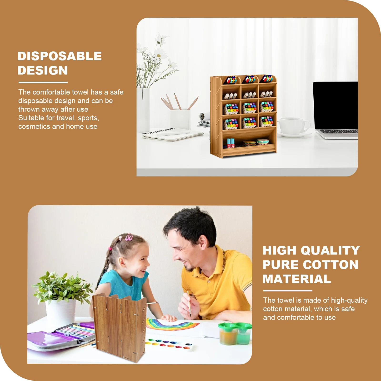 

Wooden Pen Box Multi-Grid Design Smooth Fine Finish Dormitory Tool Office Accessory Study Room Decor Pencil Box