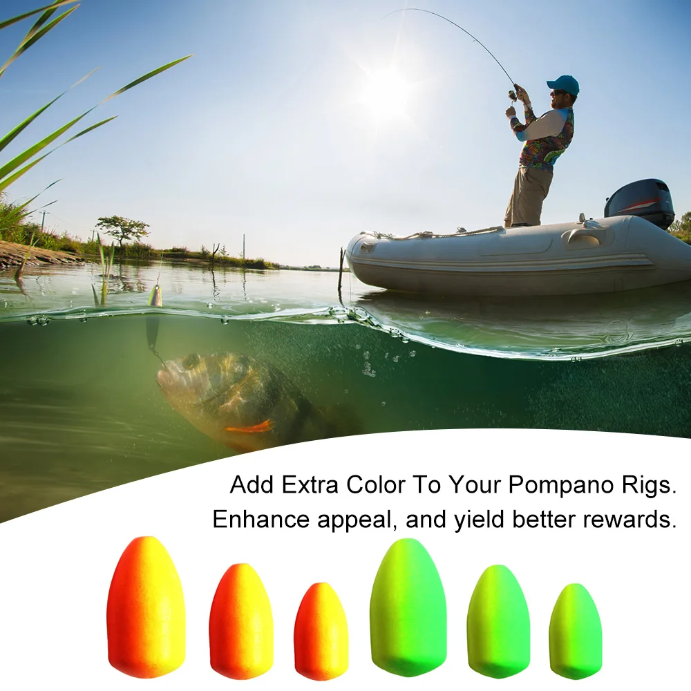 Fishing Floats 60 PCS Pompano Floats for Fishing Rigs Floats Fly Fishing Floats Bright Color with Tackle Box