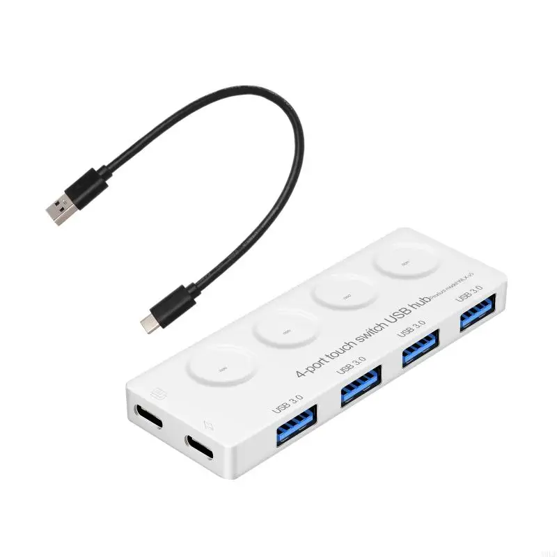 

A9LF Powered USB Hub 4-Port USB Data Hub Splitter with for Smart Charging Po