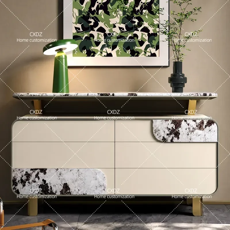 Light Luxury Six Bucket Cabinet Italian Style Dining Sideboard Living Room Bedroom TV Stand Storage Entryway Console Table