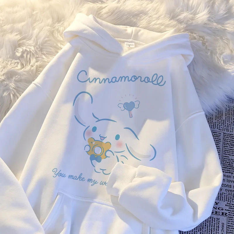 Sanrio Cinnamoroll Pochacco Children Plush Thicken Hoodie 2024 Spring Autumn Winter New Style Student Loose Movement Top Blazer