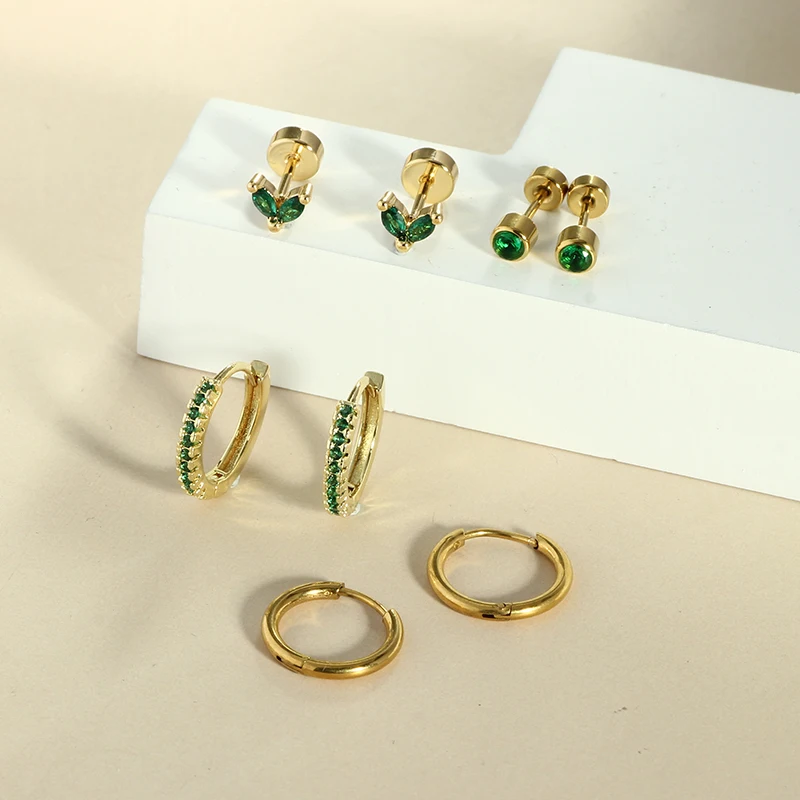 여성용 플랫 백 귀걸이 저자 극성 귀걸이 20G 소형 스테인레스 스틸 연골 귀걸이 피어싱 헬릭스/Tragus/Conch