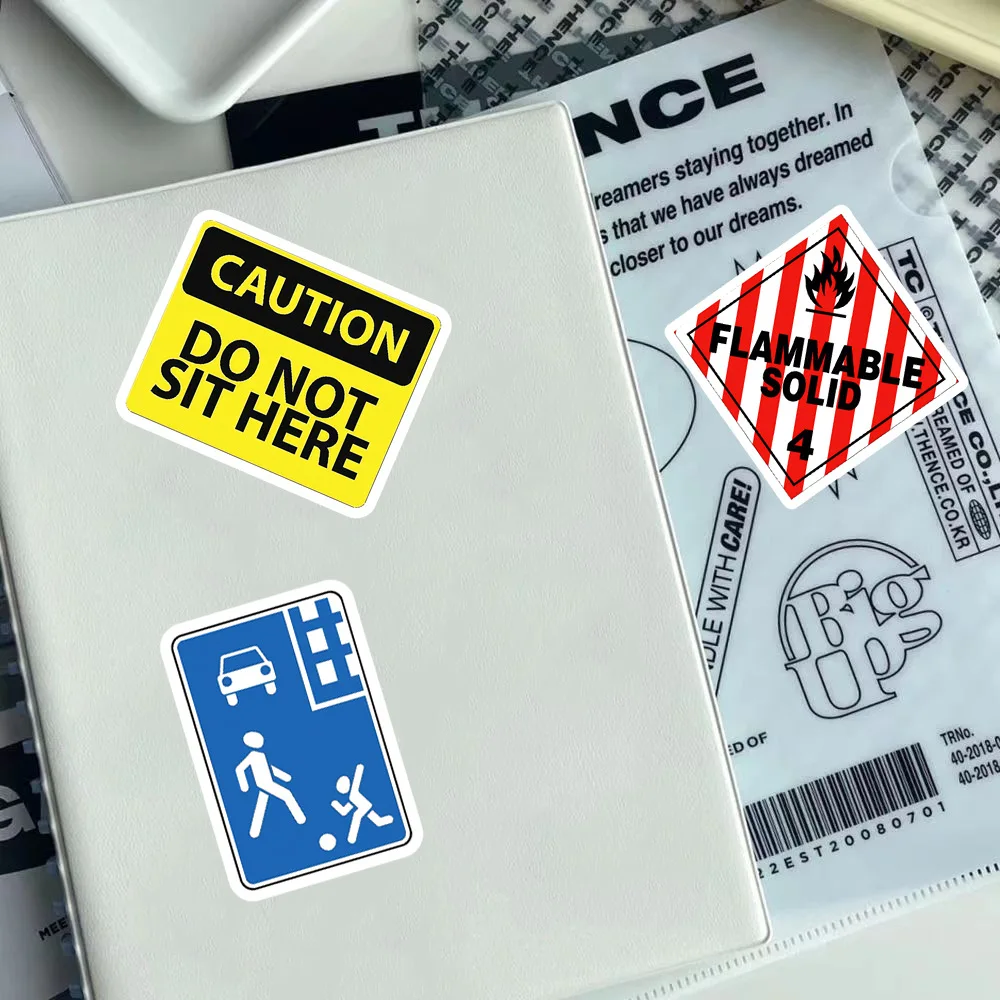 50Pcs Road Signs and Warning Signs Stickers Graffiti Decals DIY Diary Phone Case Handmade Scrapbook Aesthetic Sticker