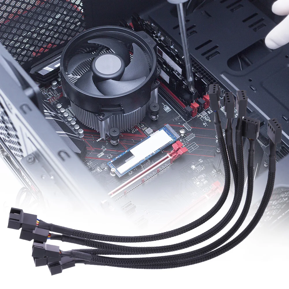 5 Pcs 4 Pin PWM Connector Case Fan Extension Power Cable 26CM Male To Female Extending Cable PWM Fan Cable for Computer Case Fan