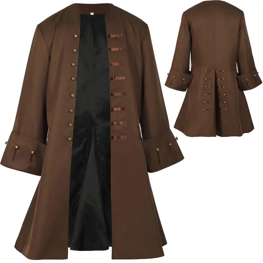 Herren Jack Sparrow Piraten-Cosplay-Kostüm Mittelalterliche Renaissance Vintage Wikinger-Ritter-Jacke Halloween-Outfit Auf Lager