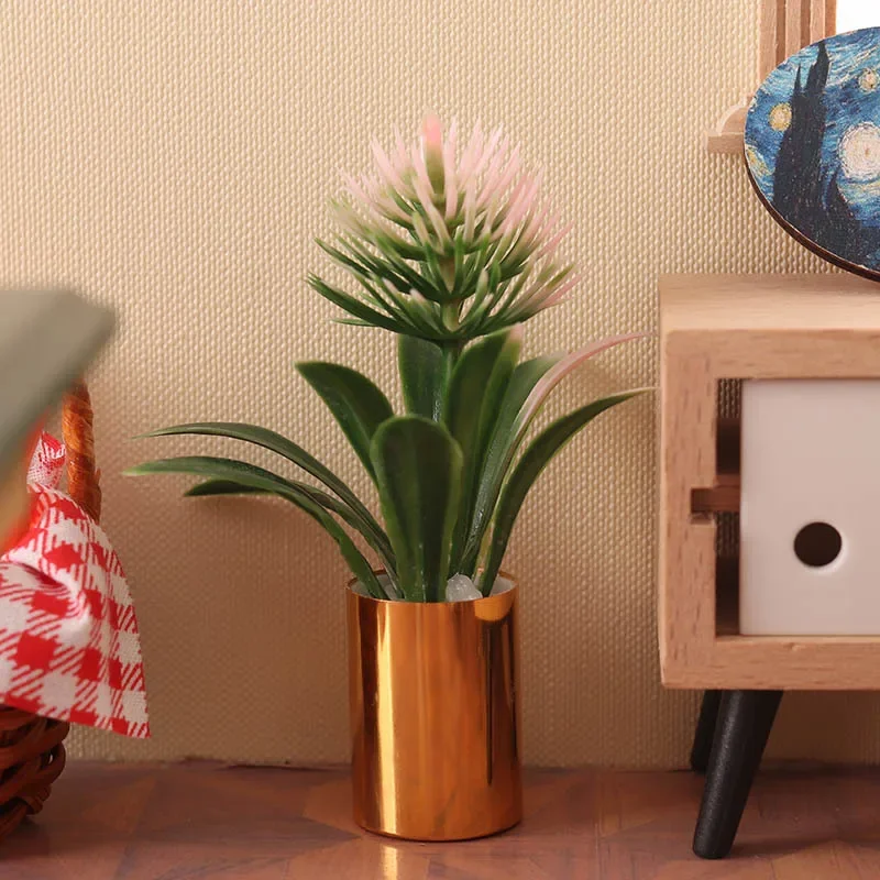 1:12 Plant Bonsai Mini Stuff Green Plants Bud Flower Doll House Miniature Items Accessories DIY Garden BJD Dollhouse Decoration