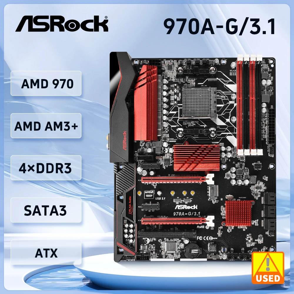 

Asrock 970A-G/3.1 Motherboard AM3+ AMD 9704XDDR3 64GB 6XSATA III M.2 USB 3.1 ATX support AMD FX 9590 8120 6130 4130 CPU