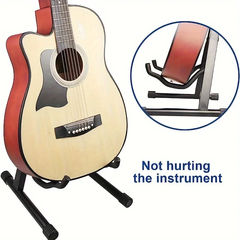 Durable A-Frame Metal Guitar Stand - Freestanding Floor Stand for Acoustic and Electric Guitars