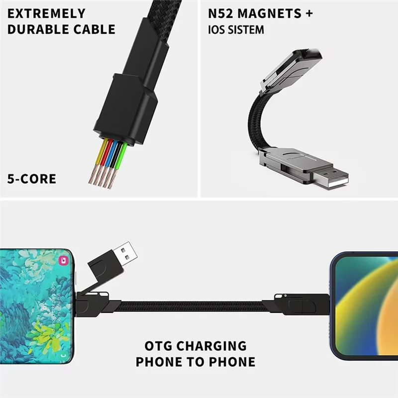 

4-In-1 Fast Charging Keychain Cable Compatible With Various Models Of Mobile Phones Compatible With Various Models-AB01