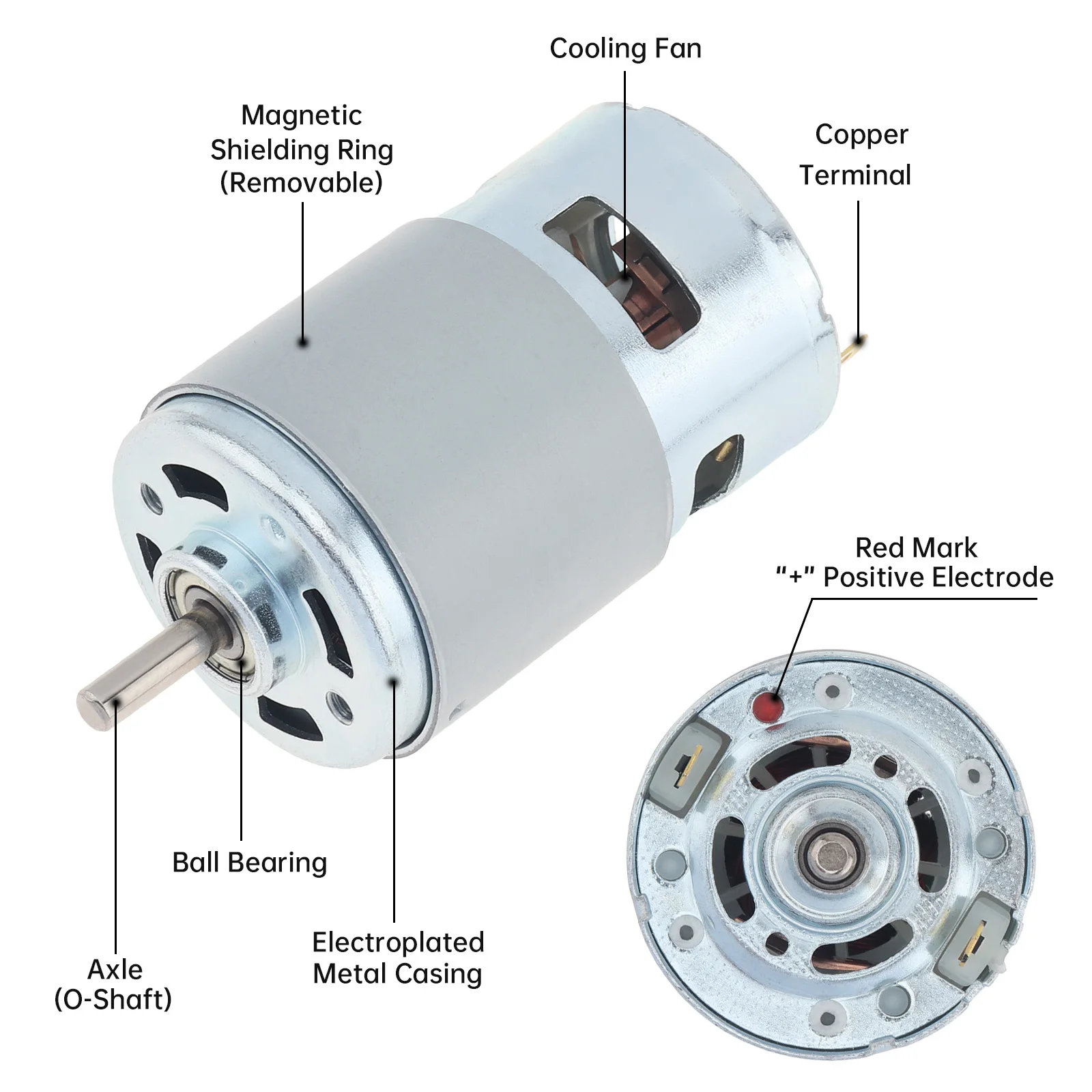 12V 775/895/795 DC Motor 3000-15000RPM High Speed Large Torque Motor for  DIY Toys/ Small Drill with Ball Bearing and Fan Blades