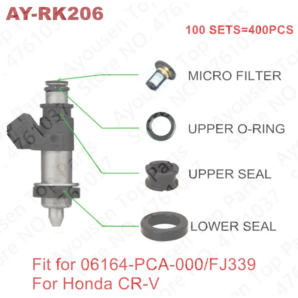 

Free Shipping 100 Sets Fuel injector repair kit for 06164-PCA-000 For Honda CRV CR-V 1999-2001 FJ339 for AY-RK206