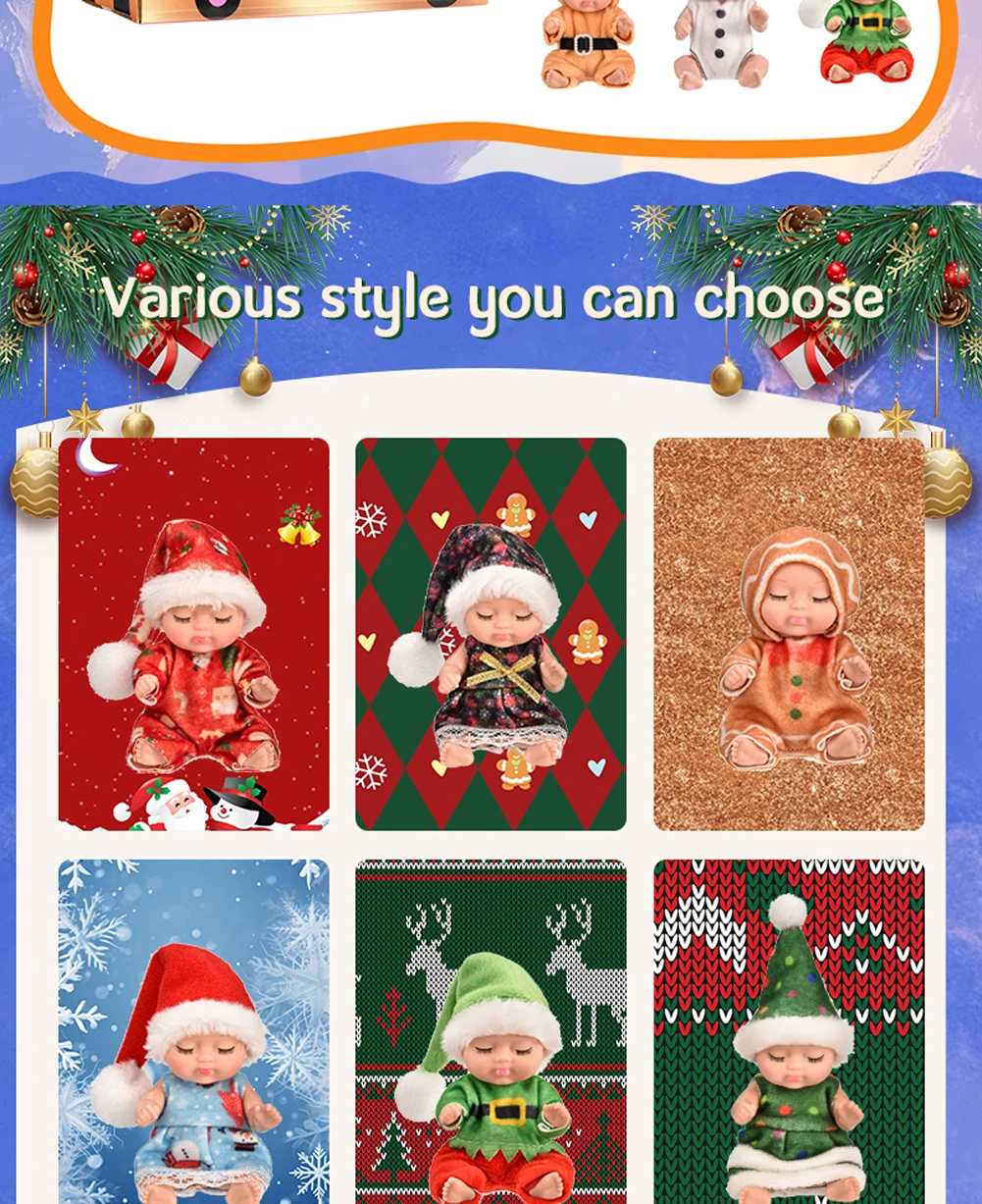 12-teiliges Weihnachts-Reborn-Puppen-Set, Simulations-Prinzessinnen-Puppen, Niedliches Schlafendes Baby mit Kleidung und Zubehör, Weihnachtsgeschenk – Detail 3