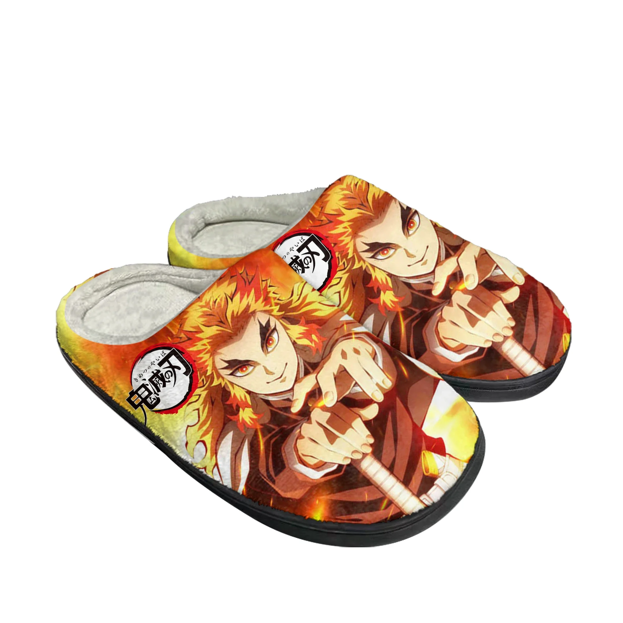 Kyojuro Rengoku Kimetsu No Yaiba Home Cotton Custom Slippers Mens Womens Sandals Plush Casual Keep Warm Shoes Thermal Slipper