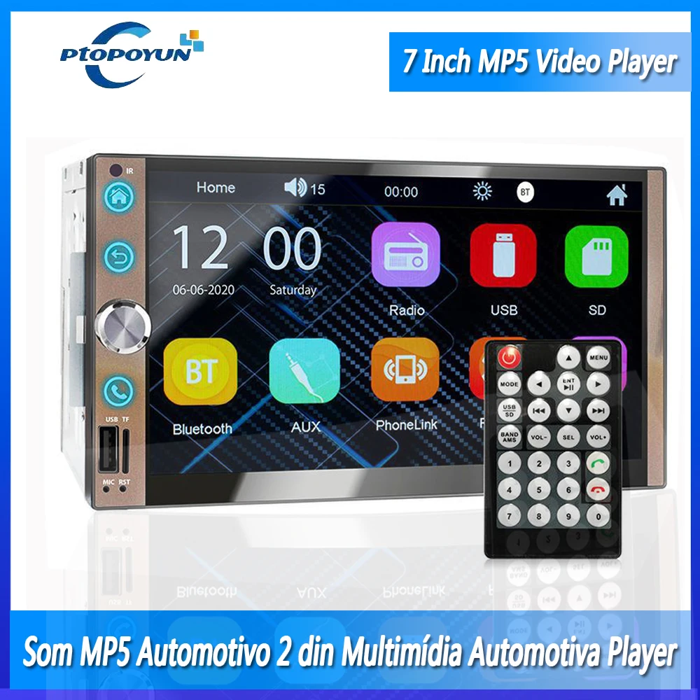 

Ptopoyun 2din Car Radios Som Automotivo 7 inch Display Audio Stereo Automotive Multimedia MP5 Playerfor VW Kia Ford Toyota Honda