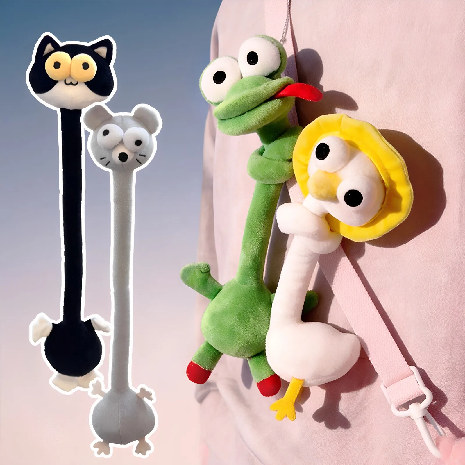 Novel Abstract Long Neck Plush Doll Funny Bag Pendant Stylish Backpack Decor Accessory Collectible Ornament For Hobby Collectors