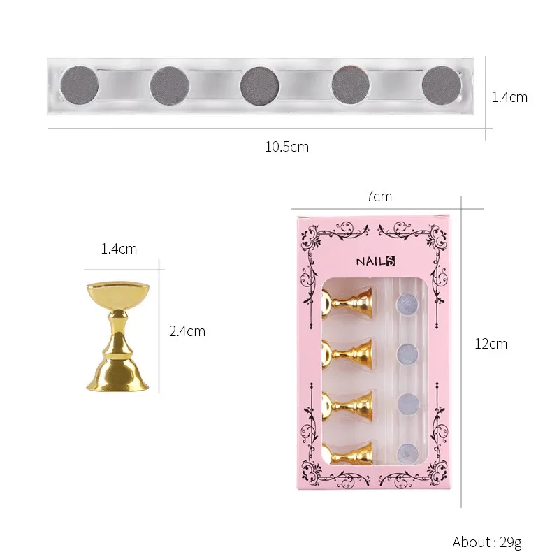 Wholesale Nail Tips,Crystal Base, Salon DIY  Manicure Tool  Nail Art Display Stand 5pcs/Set, Magnetic Holder for False Practice